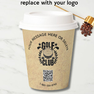 Golf Club League Textured Look Logo QR Code Pappbecher