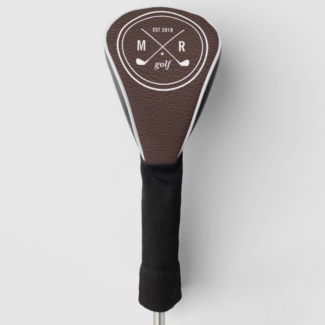 Golf Club Logo monogram Brown Leder Headcover (Vorderseite)