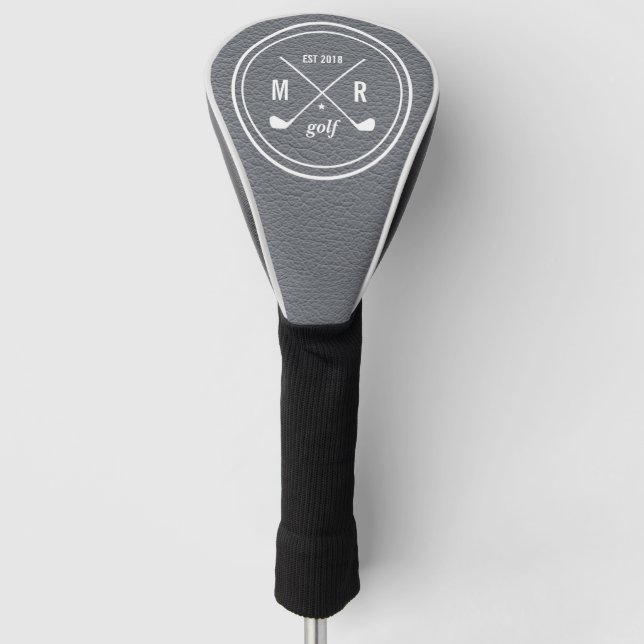 Golf Club Logo Monogram Graues Leder Headcover (Vorderseite)