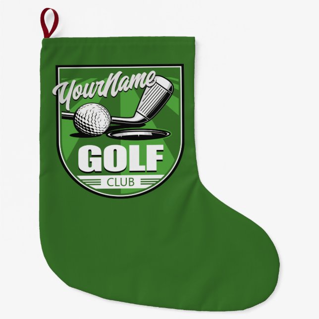 Golf Club NAME Pro Golfer Player Personalisiert Großer Weihnachtsstrumpf (Vorderseite)