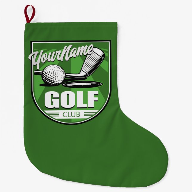 Golf Club NAME Pro Golfer Player Personalisiert Großer Weihnachtsstrumpf (Vorderseite)