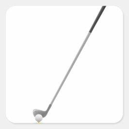 Golf Club und Ball auf dem Aufkleber für den Tee-P