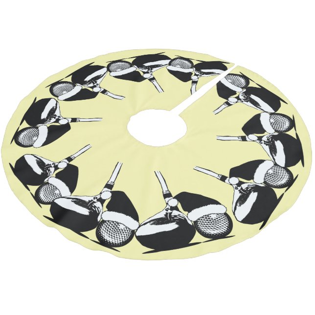 Golf Club und Ball Weihnachtsmannmütze Weihnachten Polyester Weihnachtsbaumdecke (Schrägansicht)