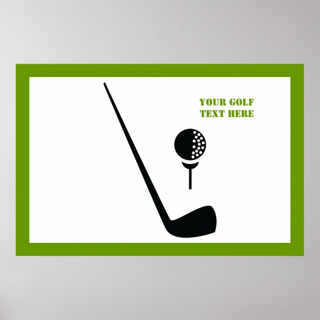 Golf Club und Kugel schwarz, grüne Gewohnheit Poster (Vorne)