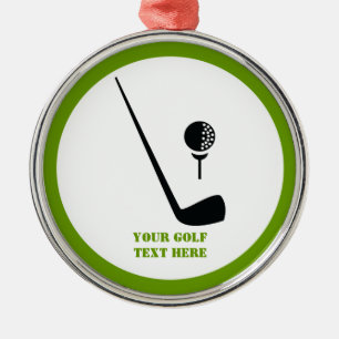 Golf Club und Kugel schwarz, grüne Gewohnheit Silbernes Ornament