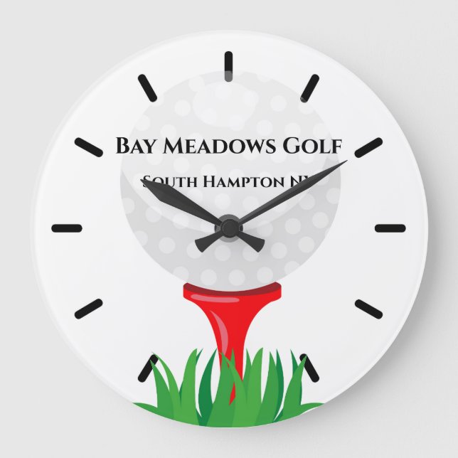 Golf Club Wall Clock, 10" - Round White Große Wanduhr (Vorderseite)