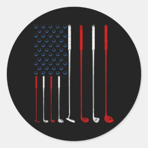Golf Clubs American Flag Runder Aufkleber
