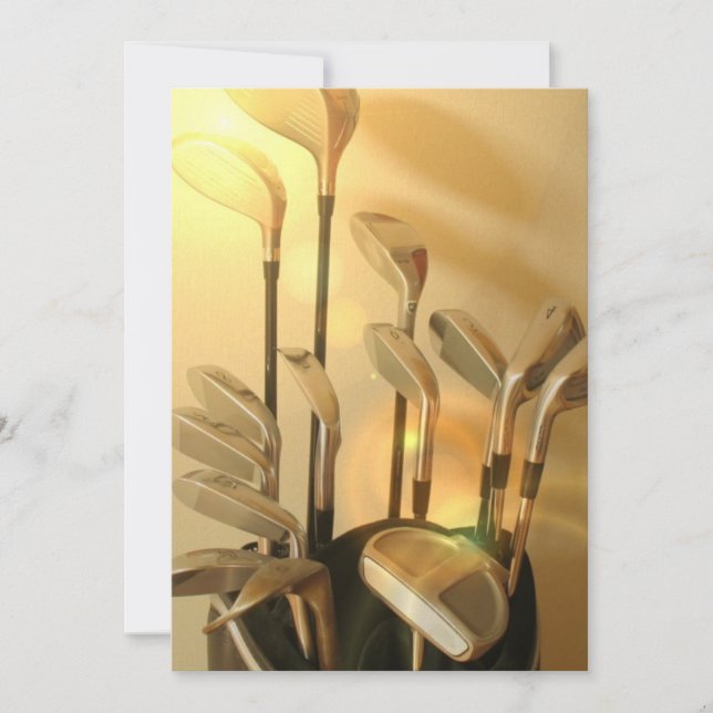 Golf Clubs in Bag Einladung (Vorderseite)