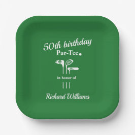 Golf Clubs Par Tee Green White Men's 50th Birthday Pappteller