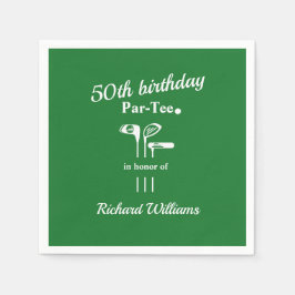 Golf Clubs Par Tee Green White Men's 50th Birthday Serviette