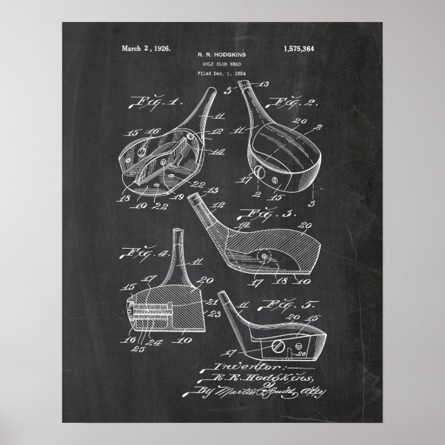 Golf Clubs Patent Poster (Vorne)