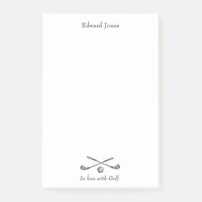 Golf Clubs und Ball Golfers Post-it Klebezettel (Vorderseite)