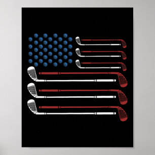 Golf Clubs Usa Flag Rot Weiß und Blau Poster