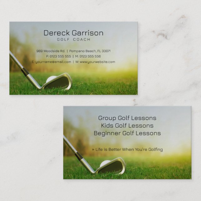 Golf Coach | Beruflicher Golflehrer Visitenkarte (Vorne/Hinten)