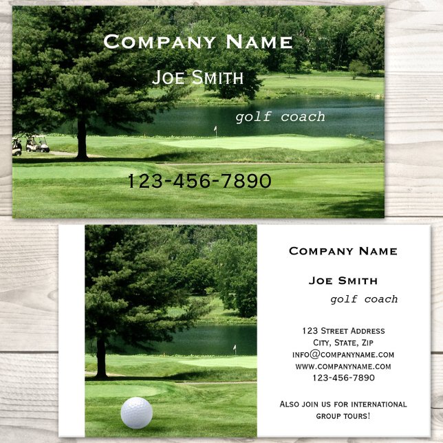 Golf Coach oder Instructor Business Card Visitenkarte (A lush green golf business card for a golf coach, instructor or trainer.)