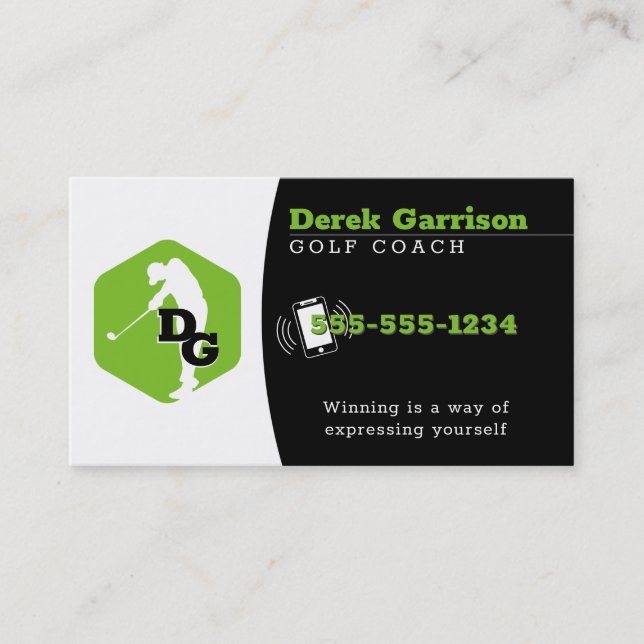 Golf Coach | Übungsstunden Visitenkarte (Vorderseite)