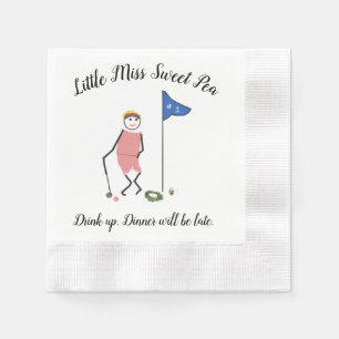Golf Cocktail Napkins w Little Miss Sweet Pea Serviette