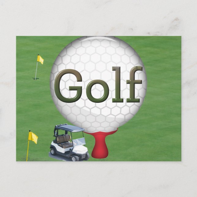 Golf Composite Ball Cart Flags Postkarte (Vorderseite)