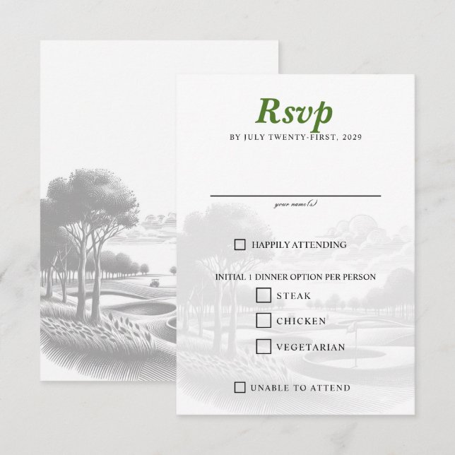 Golf Couple Food RSVP Karte (Vorne/Hinten)