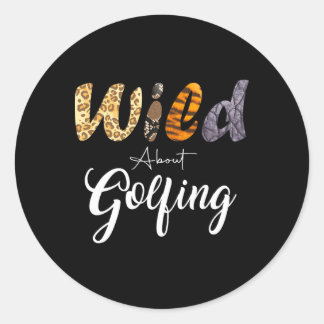 Golf Cours Leopard Wild über Golfspielen Runder Aufkleber