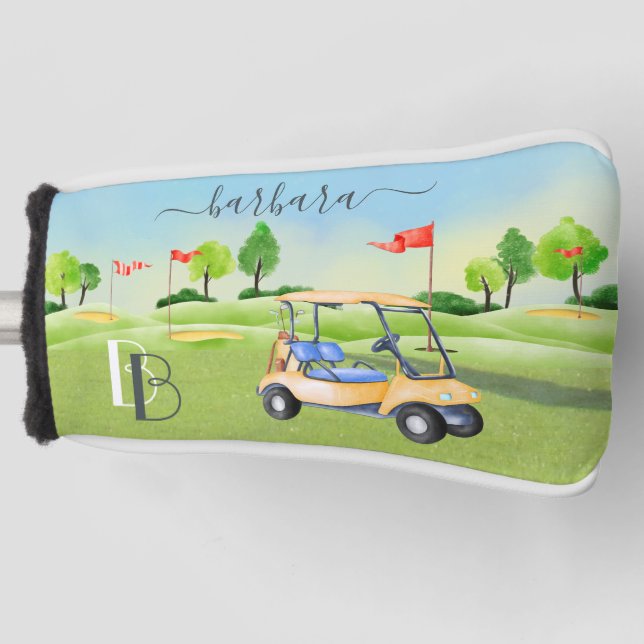 Golf Course Cart Women Monogram Name Putter Headcover (Vorderseite)