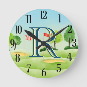 Golf Course Custom Monogram Runde Wanduhr
