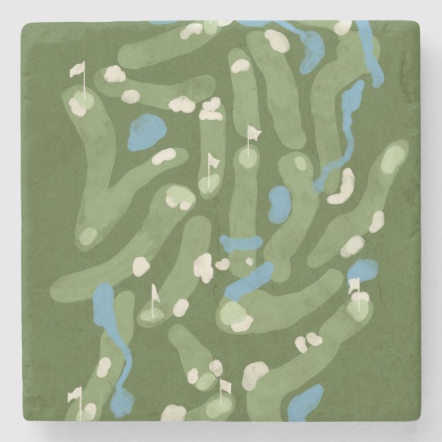 Golf course graphic on stone coaster steinuntersetzer (Vorderseite)
