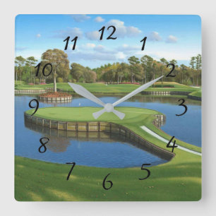 Golf Course Hole background Quadratische Wanduhr