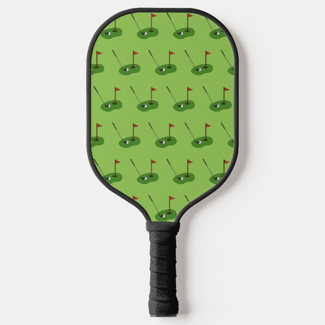 Golf Course Hole mit Flaggenmuster Pickleball Schläger (Vorderseite)