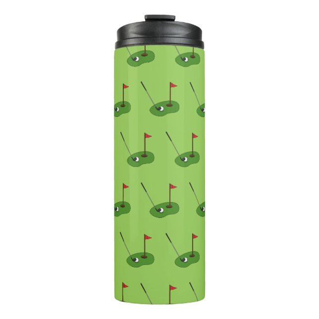 Golf Course Hole mit Flaggenmuster Thermosbecher (Vorderseite)