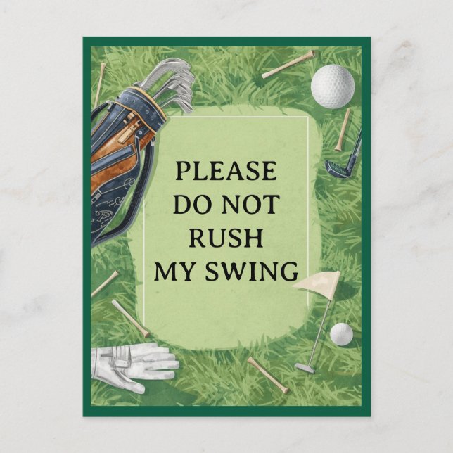 Golf course with your own text on green for golfer postkarte (Vorderseite)