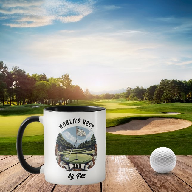 Golf Course World's Best Vater by Par Tasse (Golf Course, Club, Ball and Flag  "World's Best Dad by Par" Coffee Mug)