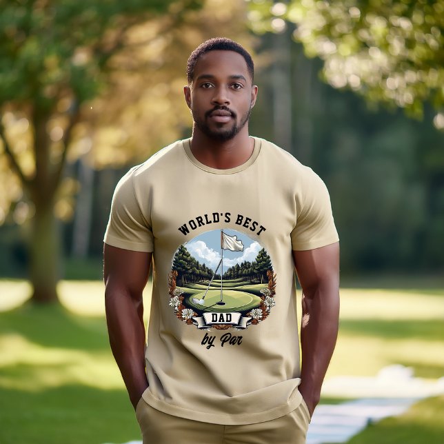 Golf Course World's Best Vater by Par Tri-Blend Shirt (Golf Course with Club and Golf Ball "World's Best Dad by Par" Tri-Blend Shirt)