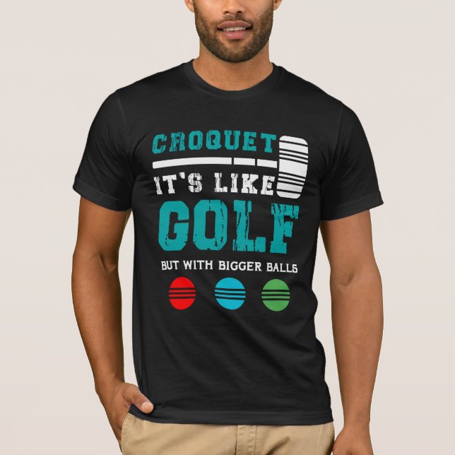 Golf Croquet Game Ball Mallet Wickets Geschenk Ide T-Shirt (Vorderseite)