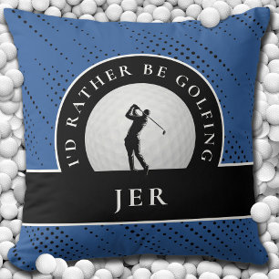 Golf Custom Golfer Monogram Silhouette Blue Black Kissen