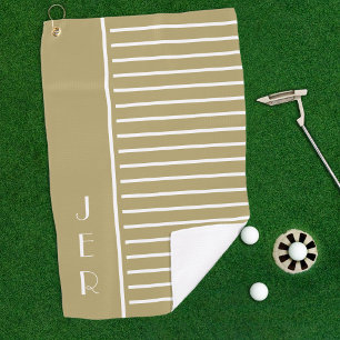 Golf Custom Initials Goldweiße, moderne Streifen Golfhandtuch
