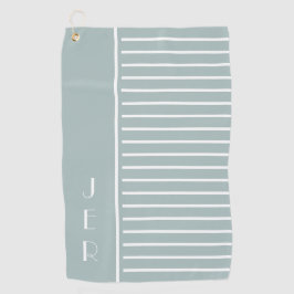 Golf Custom Initials | Sage Green Modern Strips Golfhandtuch