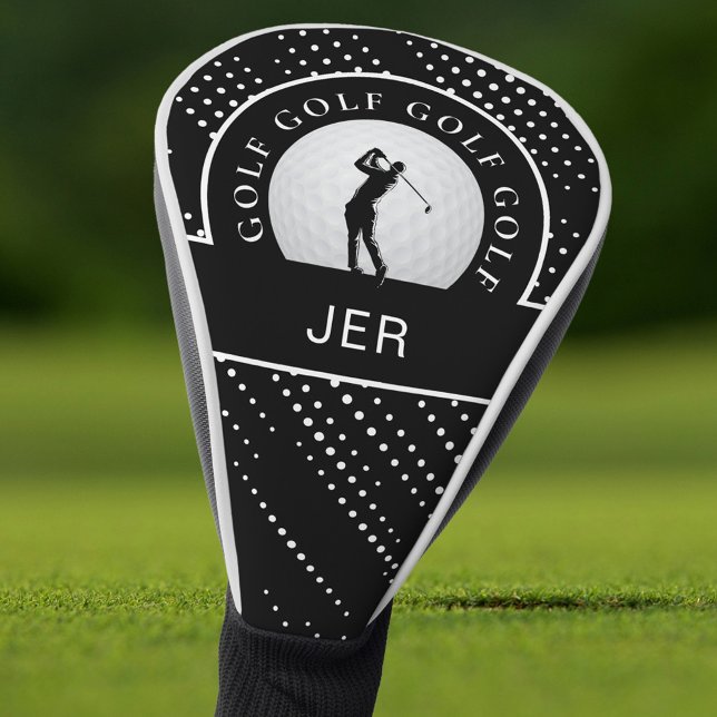 Golf Custom Male Golfer Silhouette Schwarz & Weiß Golf Headcover (Golf Custom Male Golfer Silhouette Black & White Golf Head Cover)