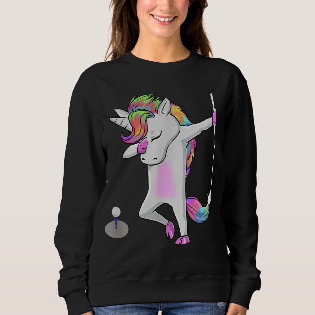 Golf Dabbing Unicorn Funny Dab Dance Funny Gift Sweatshirt (Vorderseite)