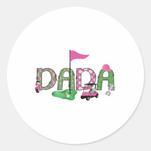 Golf Dada Pink Hole in einem Golf 1. Geburtstagski Runder Aufkleber