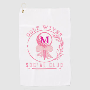 Golf Damen Sozialclub Golferin mit rosa Schleifenm Golfhandtuch