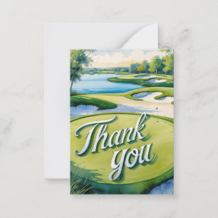 Golf Danke Golfball auf Grün Mitteilungskarte