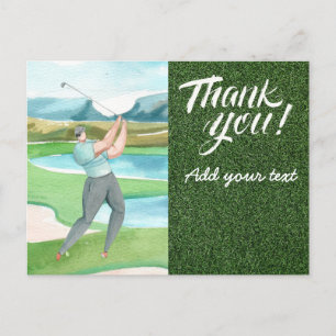 Golf danke Ihnen mit Golfer Golf auf Grün Postkarte