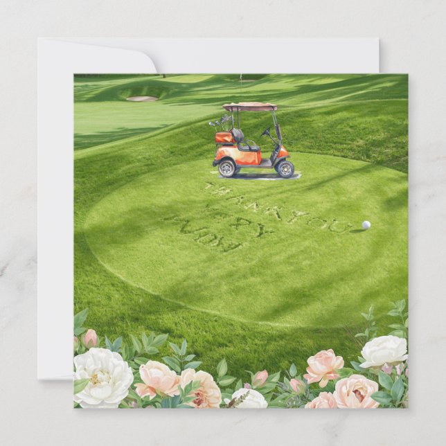 Golf danke Ihnen Text für Golfer mit Blume (Vorderseite)