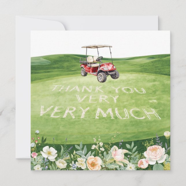 Golf danke Ihnen Text für Golfer mit Blume (Vorderseite)