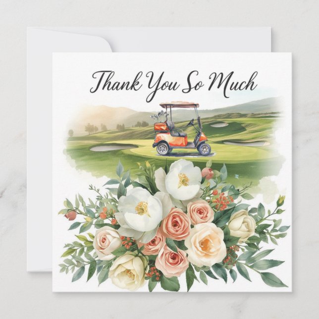 Golf danke Ihnen Text für Golfer mit Blume (Vorderseite)