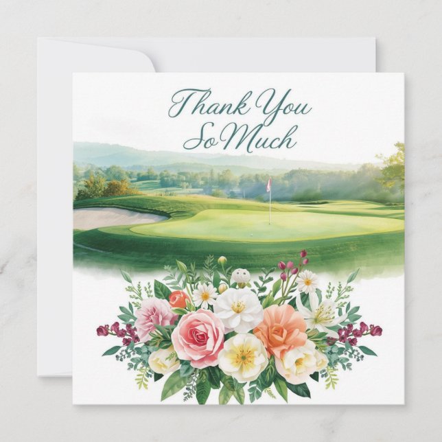 Golf danke Karte Golfplatz Aquarell (Vorderseite)