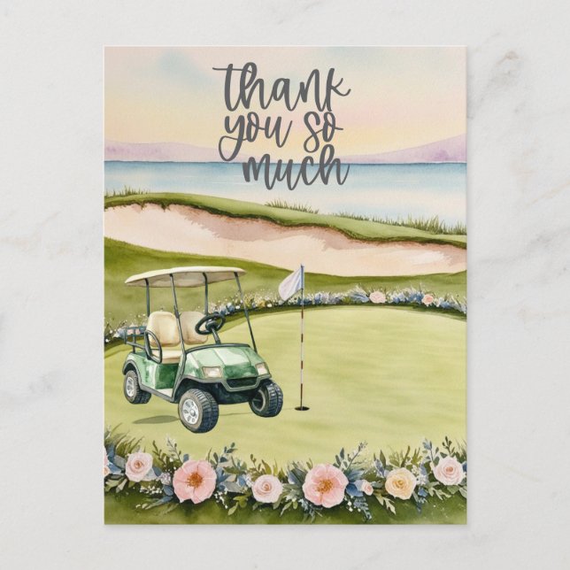 Golf danke Karte Golfplatz Aquarell (Vorderseite)