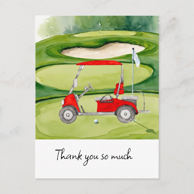 Golf danke Karte Golfplatz Aquarell (Vorderseite)