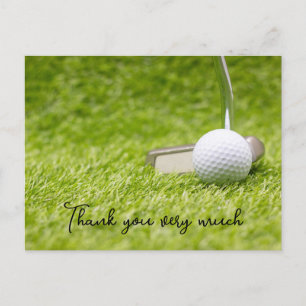 Golf Danke Karte mit Golfball auf grün